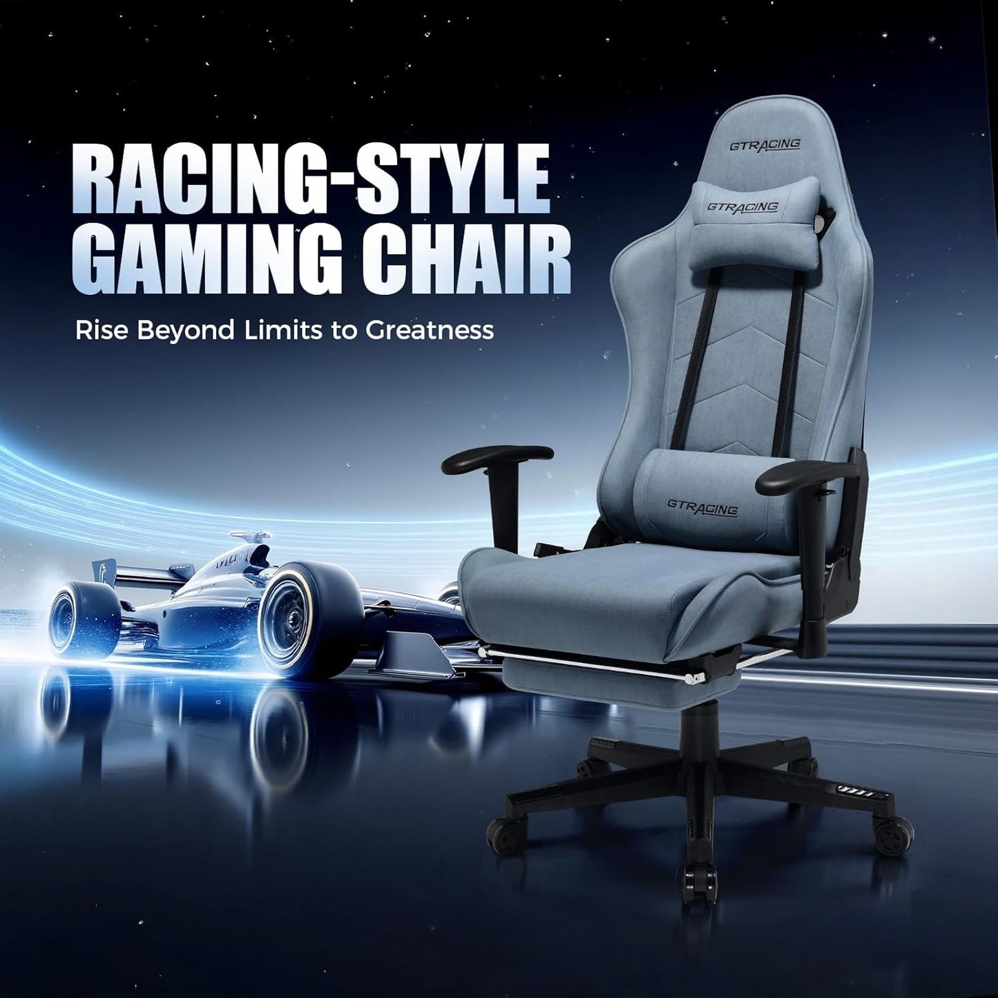 Gaming Chair Breathable Fabric, Racing Style Computer Chair for Adult