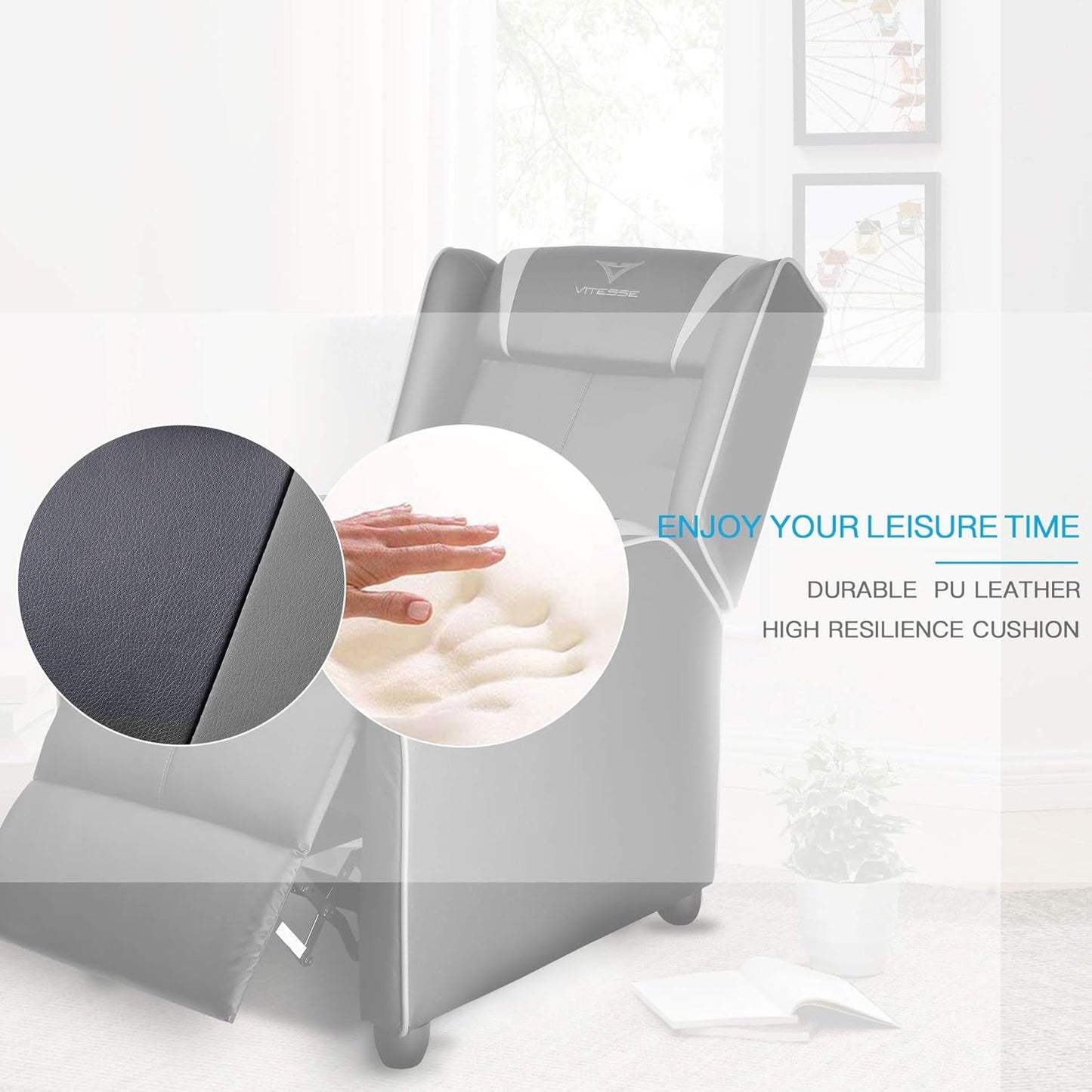 Gaming Recliner Chair Racing Style Single PU Leather Sofa Modern