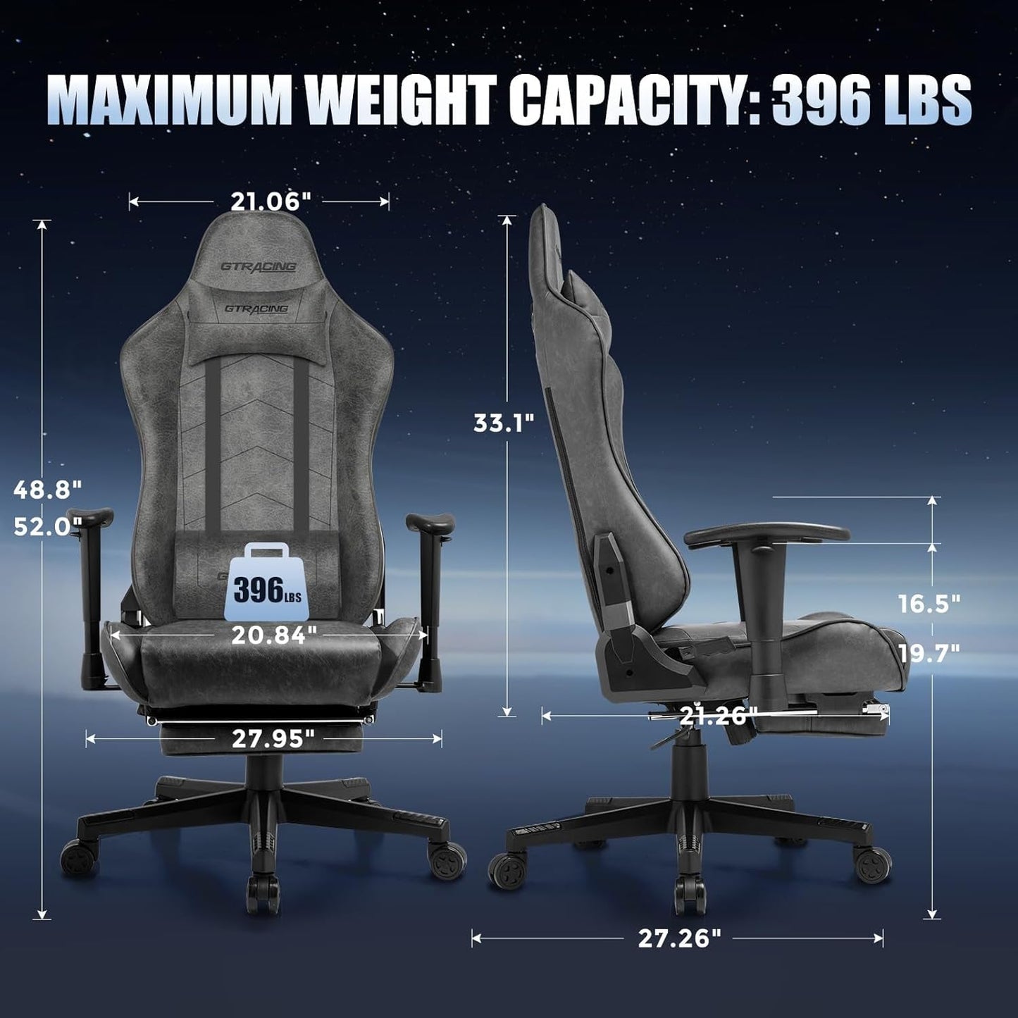 Gaming Chair with Footrest, Racing Style Computer Chair for Adult