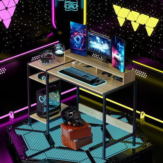 Small Computer Gaming Desk - 47” Home Office Desk with Storage