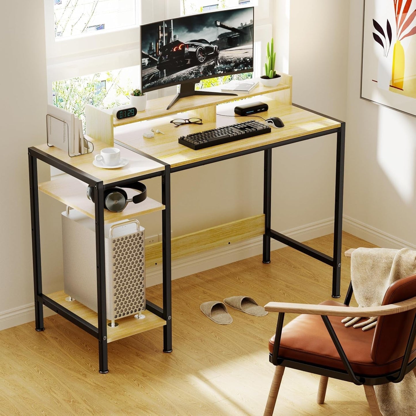 Small Computer Gaming Desk - 47” Home Office Desk with Storage