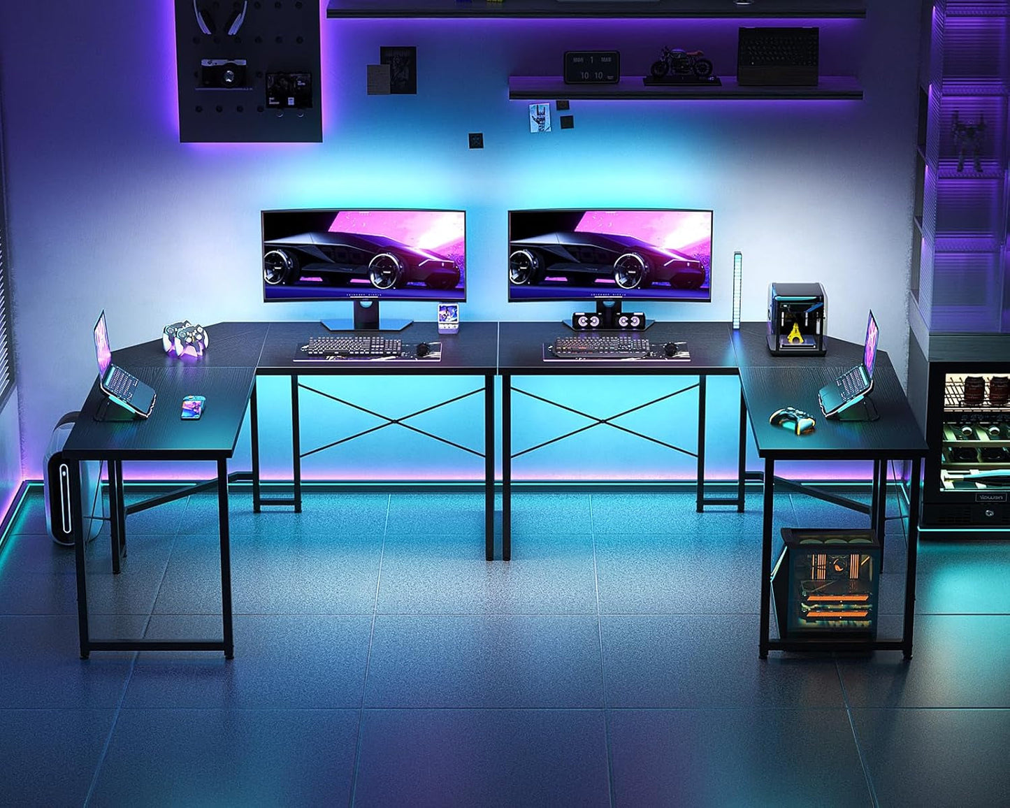 L Shaped Gaming Desk, Corner Desk Gaming Table for Home Office