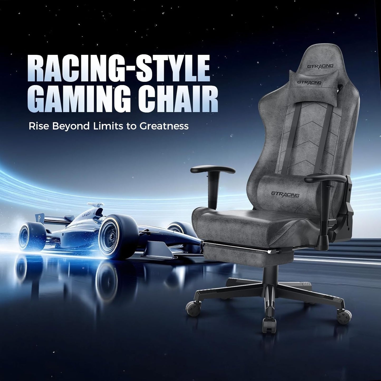 Gaming Chair with Footrest, Racing Style Computer Chair for Adult