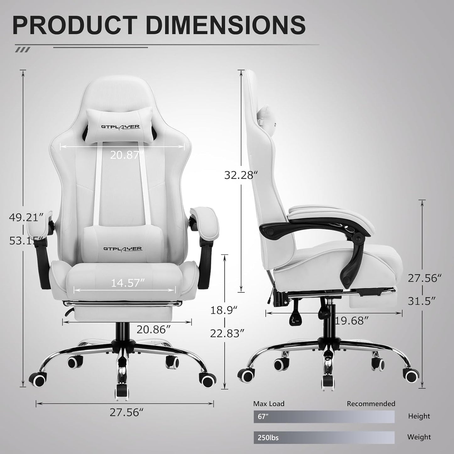 Gaming Chair with Footrest, Computer Chair with and Lumbar Support