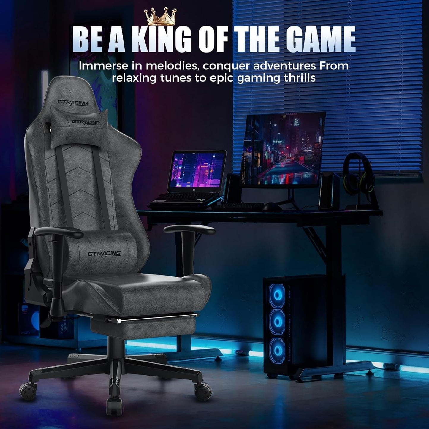 Gaming Chair with Footrest, Racing Style Computer Chair for Adult