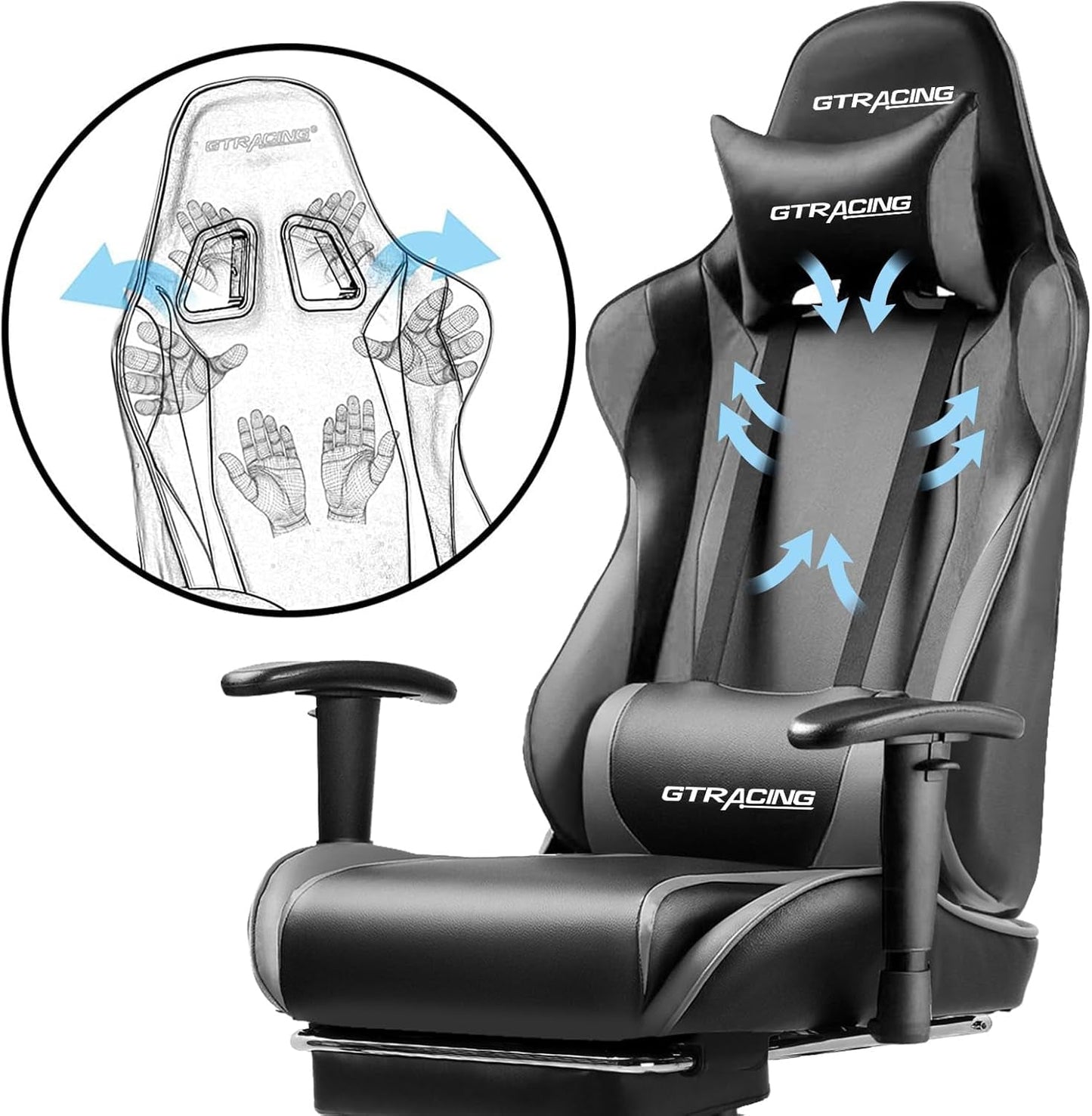 Gaming Chair with Footrest, Ergonomic Computer Game Desk Chair