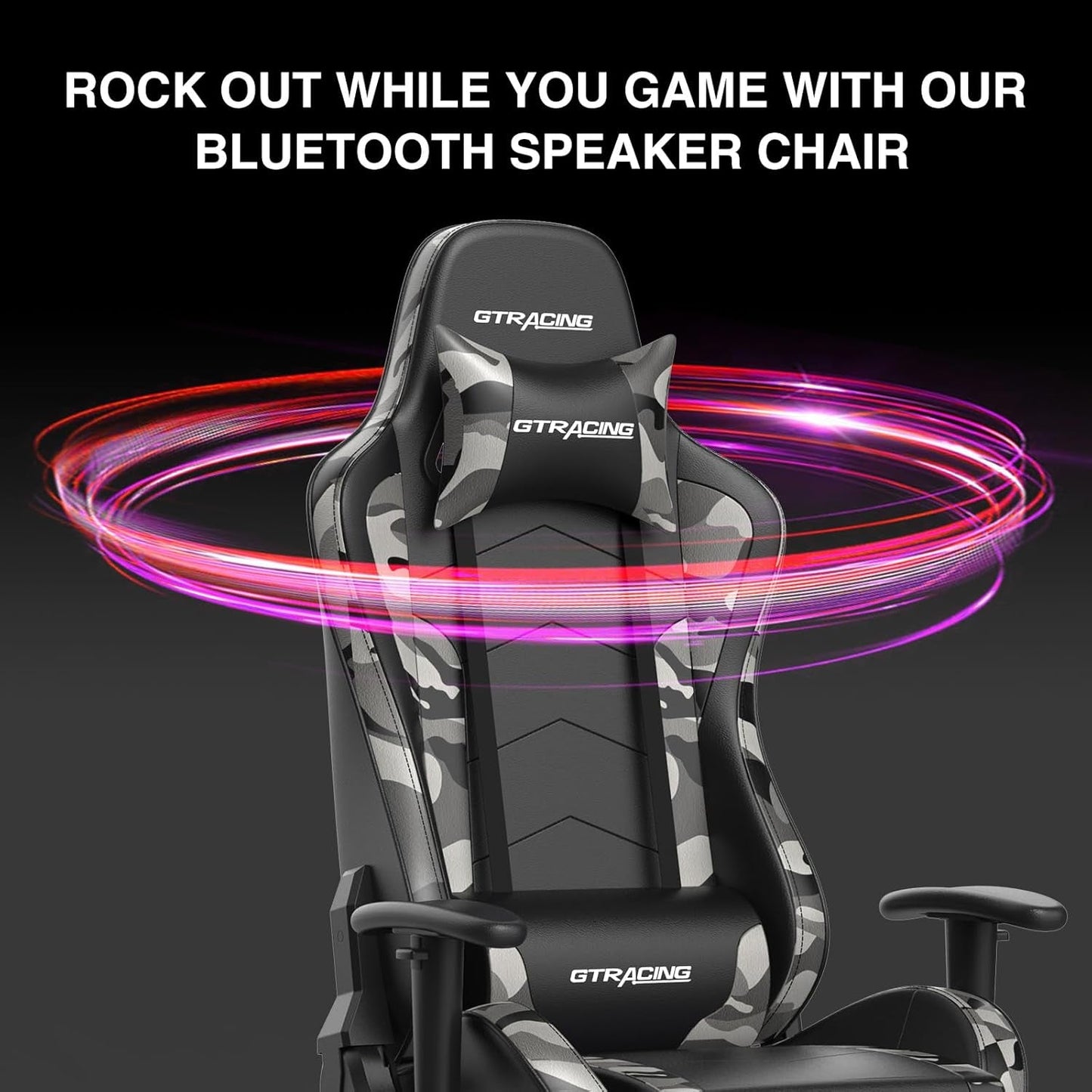 Gaming Chair with Footrest and Bluetooth Speakers Music Video Game