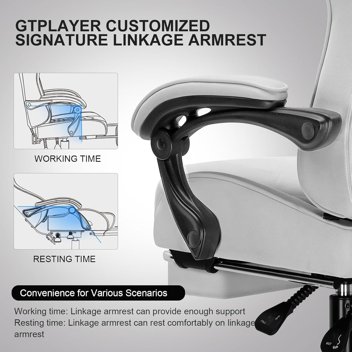 Gaming Chair with Footrest, Computer Chair with and Lumbar Support