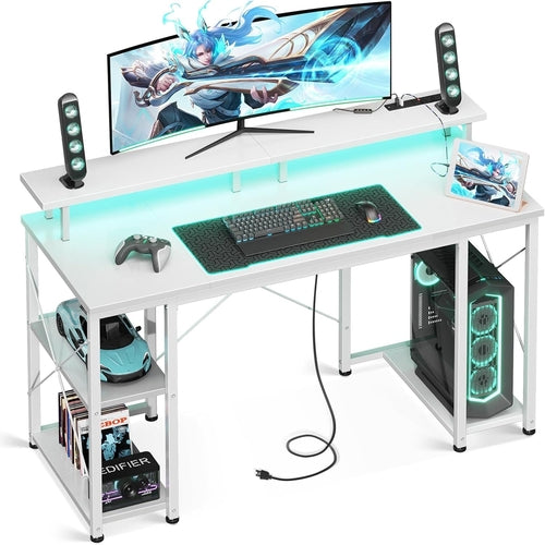 48 Inch Gaming Desk with LED Lights & Power Outlets | Computer Desk