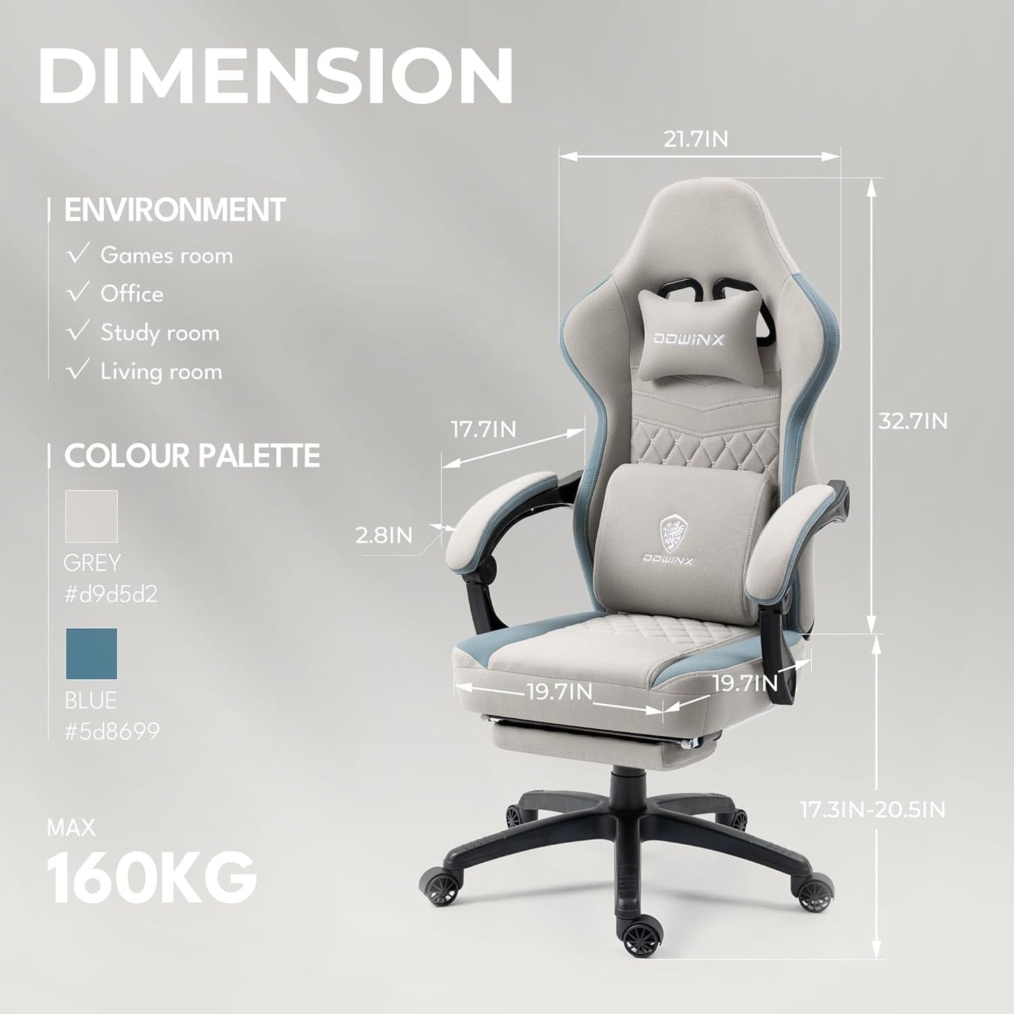 Gaming Chair Breathable Fabric Computer Chair with Pocket Spring