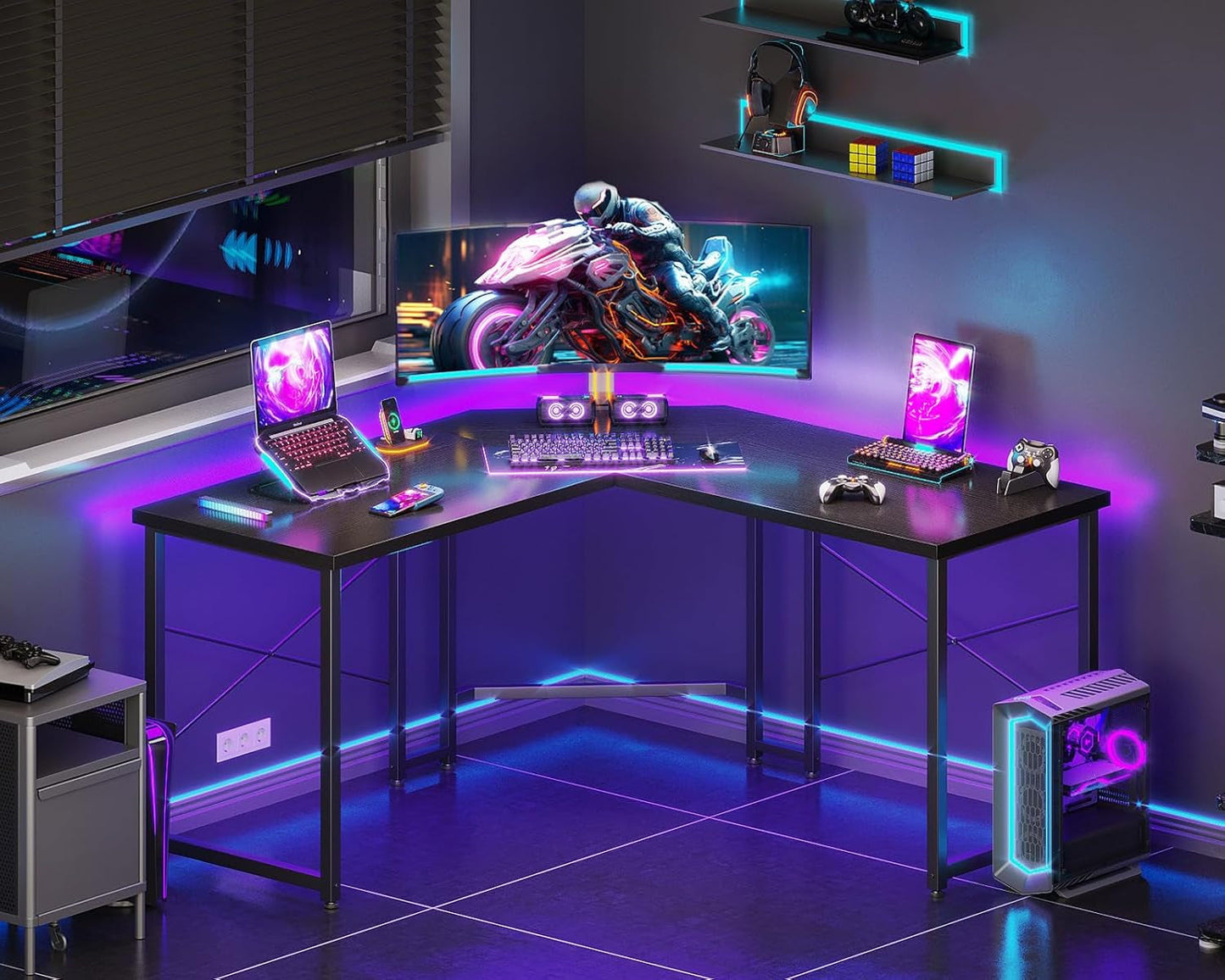 L Shaped Gaming Desk, Corner Desk Gaming Table for Home Office