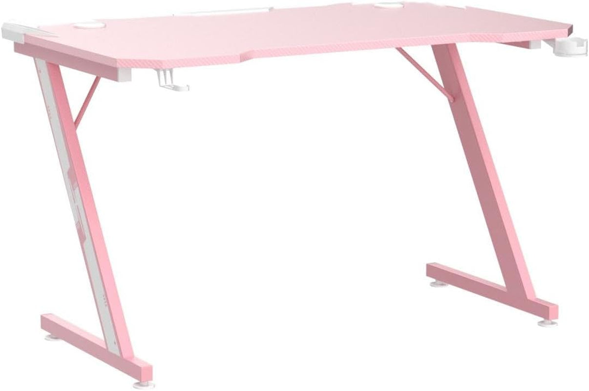 Gaming Computer Desk with Carbon Fiber Surface, Gaming Table Z Shaped