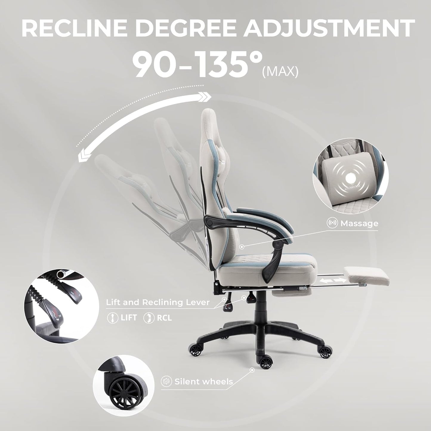 Gaming Chair Breathable Fabric Computer Chair with Pocket Spring