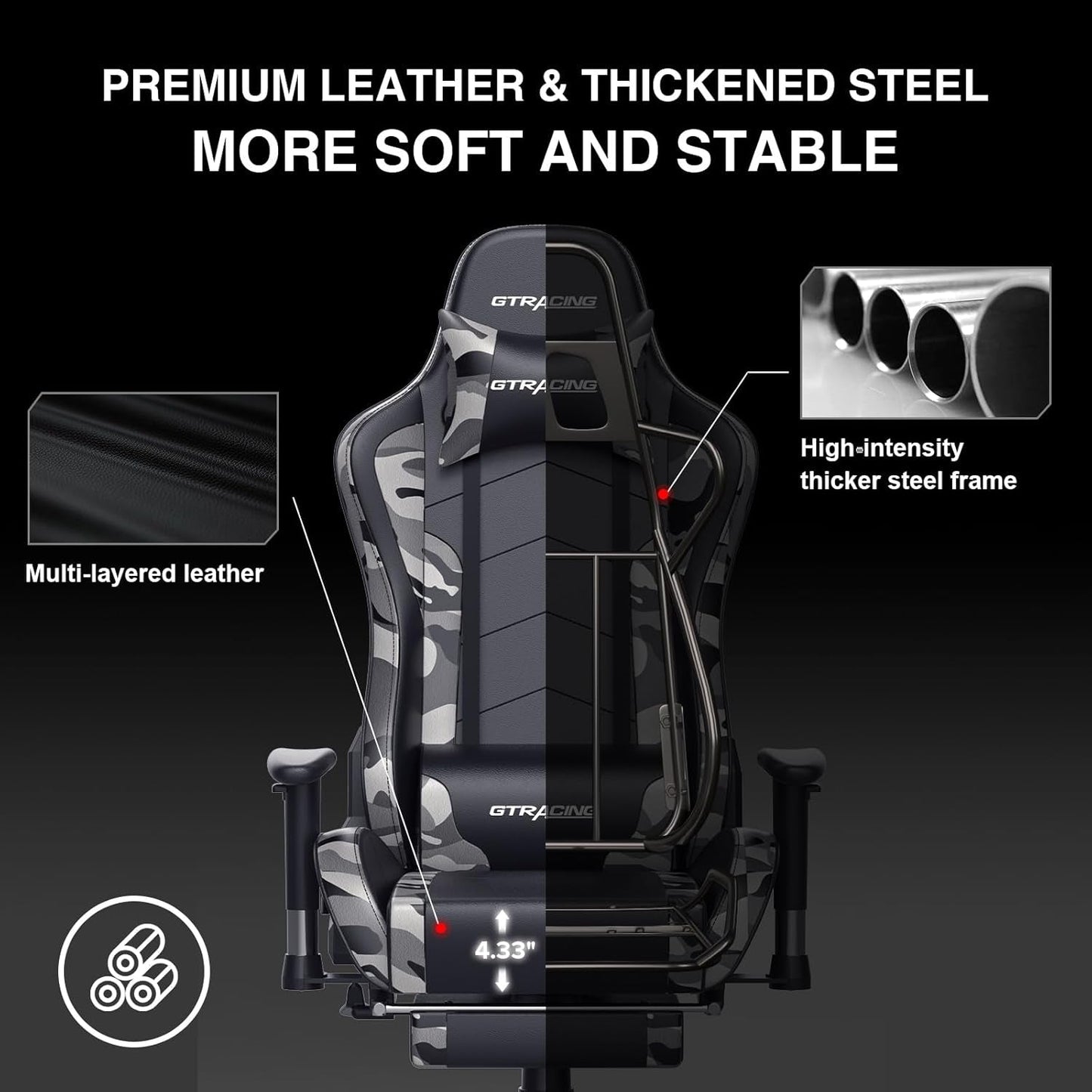 Gaming Chair with Footrest and Bluetooth Speakers Music Video Game