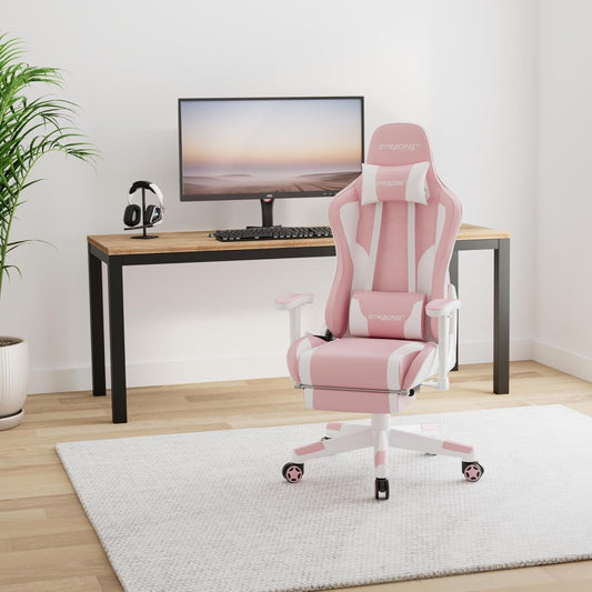 Gaming Chair with Footrest Speakers Video Game Chair Bluetooth Music